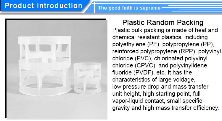 random tower packing PP RPP PE PVC CPVC PVDF plastic pall ring 16-76mm applied in plastic packed columns